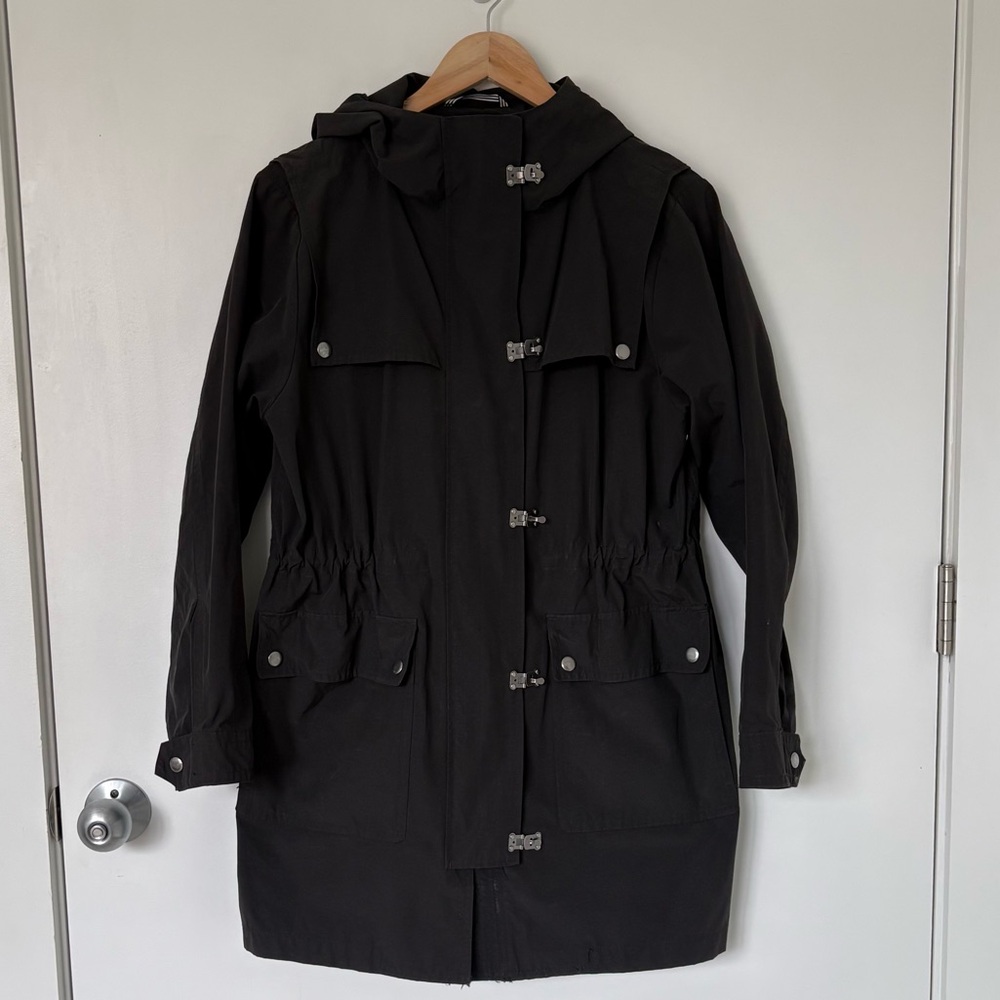 J.Crew Women's Black Hooded Rain Jacket